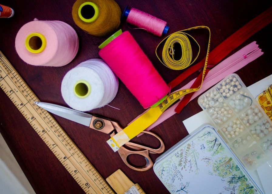 Pattern pieces and drafting tools on a table